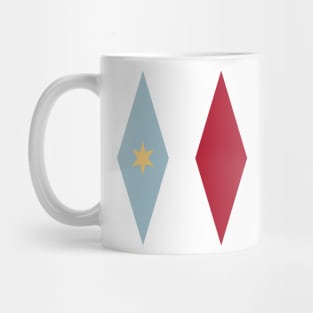 Blue Red Diamonds and Stars Mid Century Mug